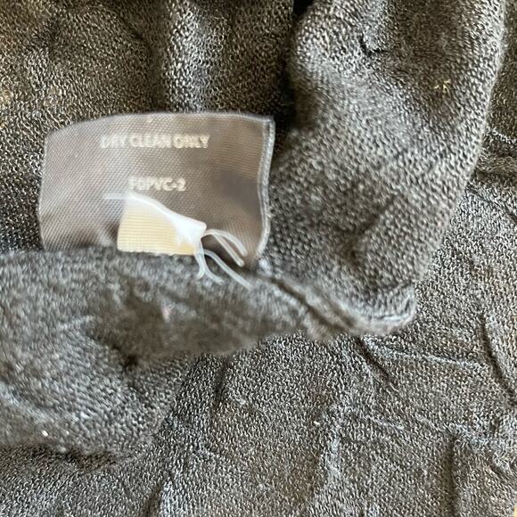 Eileen Fisher Cardigan Size Medium Black Textured Long Semi-Sheer Elbow Sleeve - Picture 9 of 9